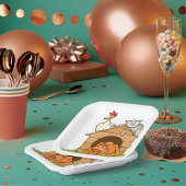 漫画おもしろいの犬の猫と鶏の犬小屋 ペーパープレート