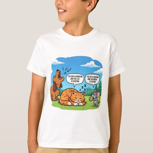 漫画おもしろいの犬、猫、マウス Tシャツ (正面)