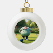 漫画おもしろいの芝刈り男 セラミックボールオーナメント (正面)