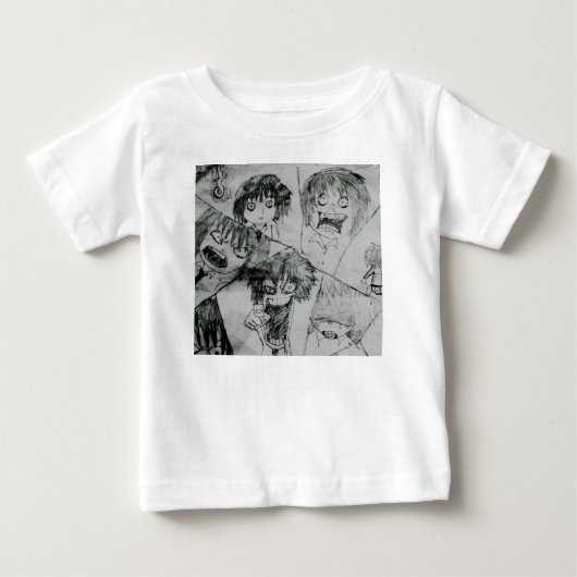 漫画おもしろいの表情 ベビーTシャツ (正面)