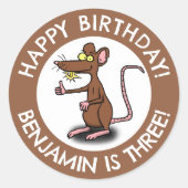 漫画おもしろいの誕生日をパーソナライズされた殴る ラウンドシール (正面)