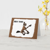 漫画おもしろいの馬の挨拶状 カード (黄色い花)