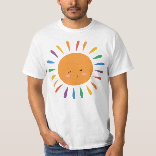 漫画おもしろいのSun LGBT Tシャツ – 明るい虹 (正面)