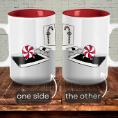 漫画おもしろいエクササイズウェイトキャンディーケーンクリスマス ツートーンマグカップ