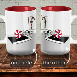 漫画おもしろいエクササイズウェイトキャンディーケーンクリスマス ツートーンマグカップ