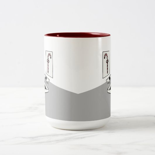 漫画おもしろいエクササイズウェイトキャンディーケーンクリスマス ツートーンマグカップ (中央)