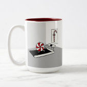 漫画おもしろいエクササイズウェイトキャンディーケーンクリスマス ツートーンマグカップ (左)