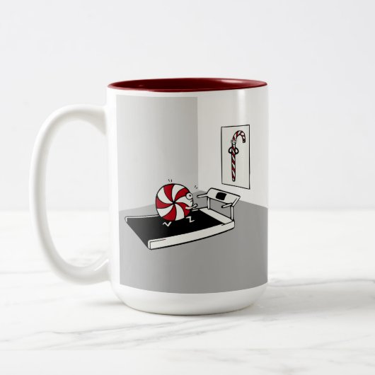 漫画おもしろいエクササイズウェイトキャンディーケーンクリスマス ツートーンマグカップ (左)