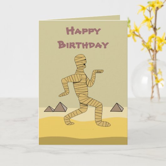 漫画おもしろいエジプトのミイラのピラミッドカスタム型 カード (黄色い花)