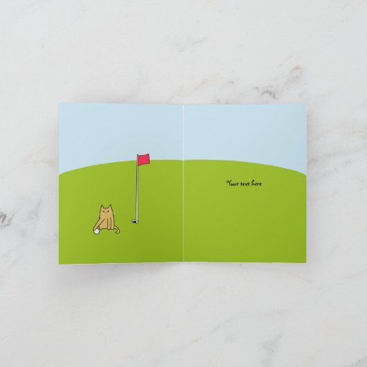 漫画おもしろいキャットバーディゴルフジョーク誕生日 カード (内部)