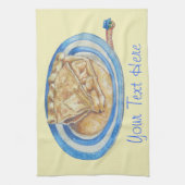 漫画おもしろいキャラクターの青帽子とアップルパイ キッチンタオル (縦)