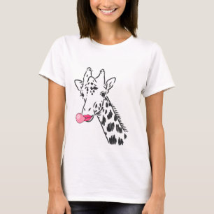 漫画おもしろいキリンプリント Tシャツ