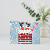 漫画おもしろいサンタクロースが煙突に突き刺さった シーズンポストカード (スタンド正面)