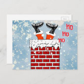 漫画おもしろいサンタクロースが煙突に突き刺さった シーズンポストカード (正面/裏面)