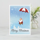 漫画おもしろいサンタクロースパラシュートメリークリスマス シーズンカード (スタンド正面)
