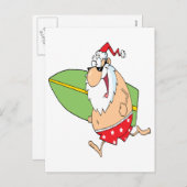 漫画おもしろいサーファーサーフィンサンタクロース シーズンポストカード (正面/裏面)