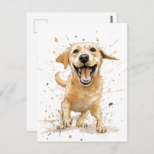 漫画おもしろいスタイルイエローラブラドール ポストカード (正面/裏面)