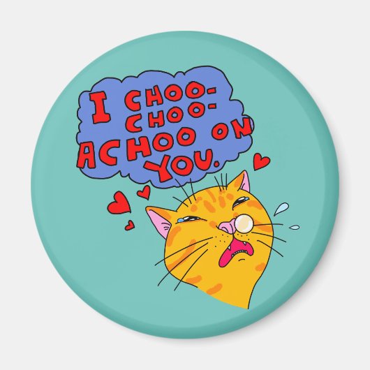 漫画おもしろいスタイルオレンジキャットラブ マグネット (正面)