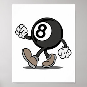 漫画おもしろいスヌーカーのビリヤード選手8ll ポスター