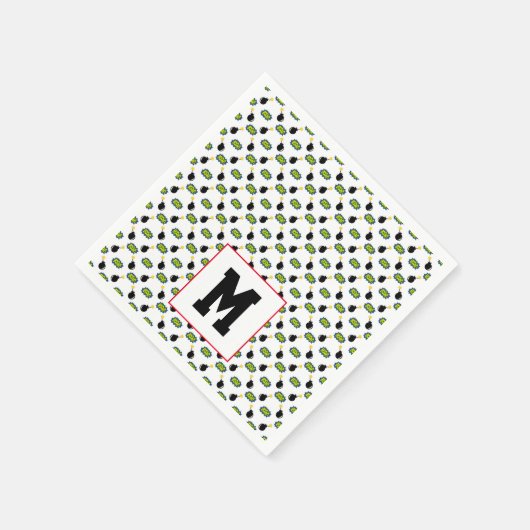 漫画おもしろいスーパーヒーローブーム爆弾頭が切れるイニシャル スタンダードカクテルナプキン (角)