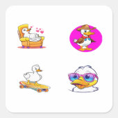 漫画おもしろいダック4パックシール スクエアシール (正面)