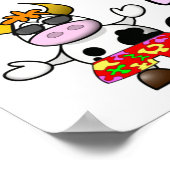 漫画おもしろいビーチカウカップルのポスター ポスター (角)