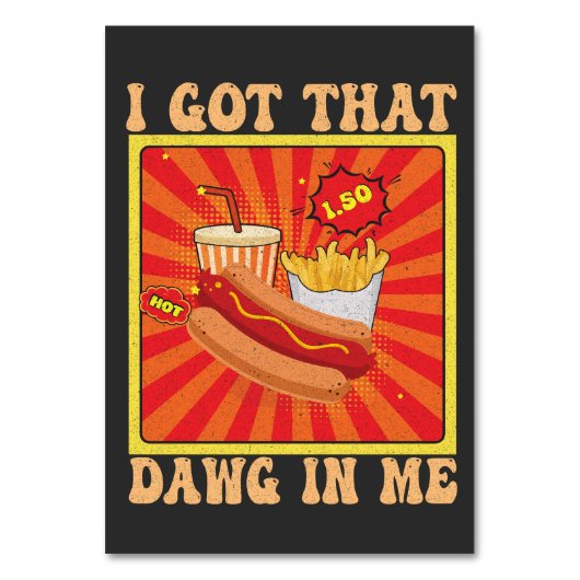 漫画おもしろいホットドッグI得そのDawg テーブルナンバー (正面)