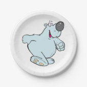 漫画おもしろいポーラベア可愛いブルーキャラクター ペーパープレート (正面)