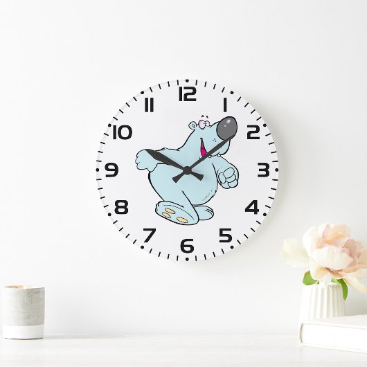 漫画おもしろいポーラベア可愛いブルーキャラクター ラージ壁時計