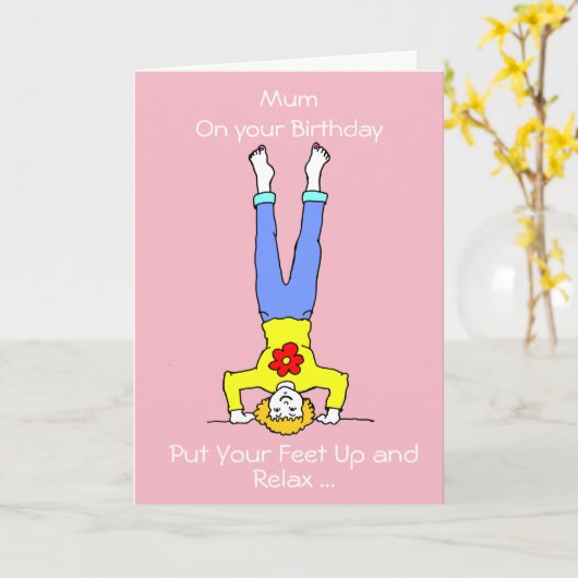 漫画おもしろいママ誕生日 カード (黄色い花)