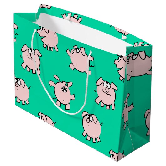 漫画おもしろいマンガ豚ベビー選択カラーL G ラージペーパーバッグ (裏面アングル)