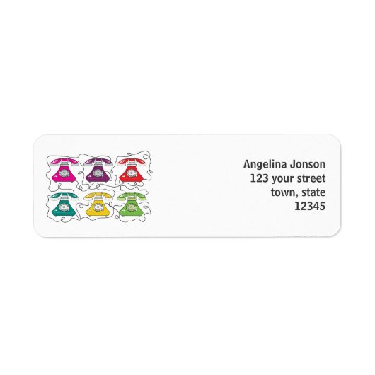 漫画おもしろいレトロ電話カラフル明るいスタイリッシュ ラベル (正面)