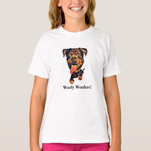 漫画おもしろいロットワイラードッグガールズTシャツ Tシャツ (正面)
