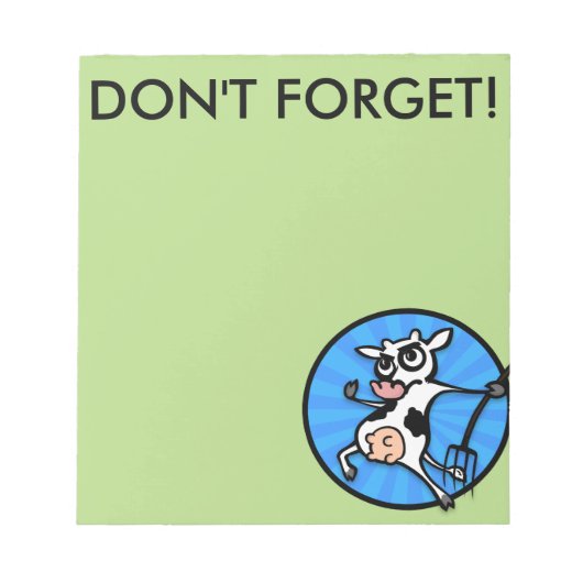 漫画おもしろい乳牛グラフィックメモ帳 ノートパッド (正面)