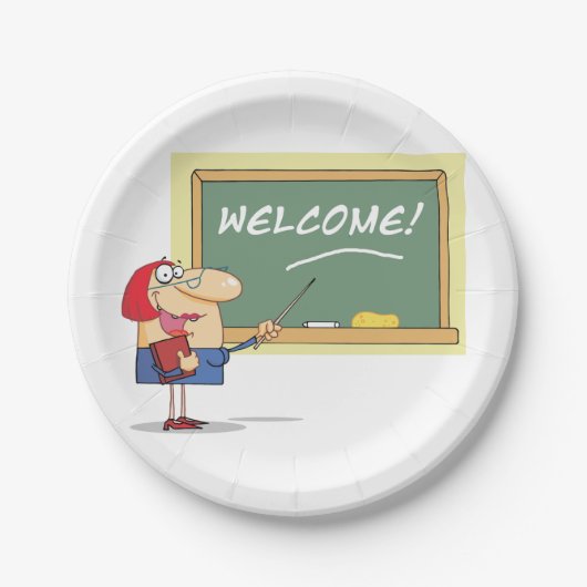 漫画おもしろい先生歓迎新学期 ペーパープレート (正面)