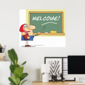漫画おもしろい先生歓迎新学期 ポスター (ホームオフィス)