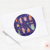 漫画おもしろい動物歌ハッピーバースデー ラウンドシール (封筒)