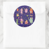 漫画おもしろい動物歌ハッピーバースデー ラウンドシール (バッグ)