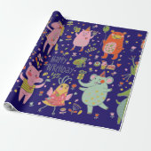 漫画おもしろい動物歌ハッピーバースデー ラッピングペーパー (アンロールド)