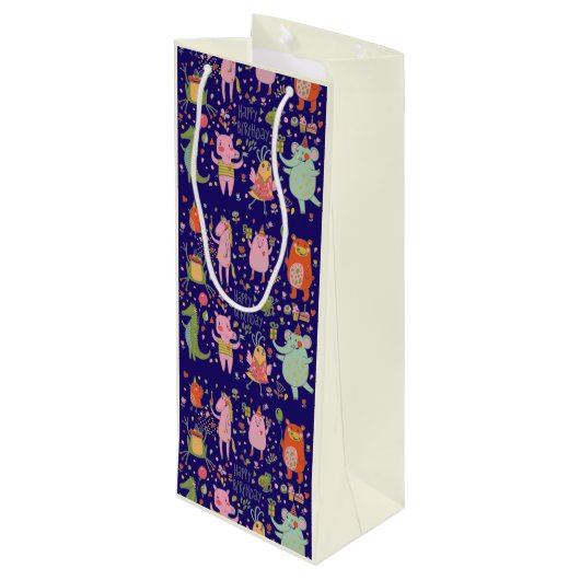 漫画おもしろい動物歌ハッピーバースデー ワインギフトバッグ (裏面アングル)