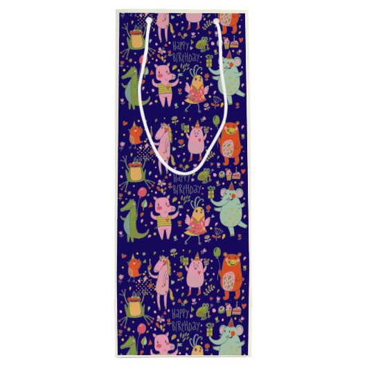 漫画おもしろい動物歌ハッピーバースデー ワインギフトバッグ (裏面)