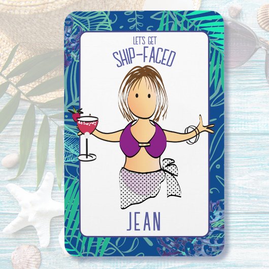 漫画おもしろい女性トロピカルビーチクルーズドア マグネット