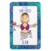 漫画おもしろい女性トロピカルビーチクルーズドア マグネット (縦)