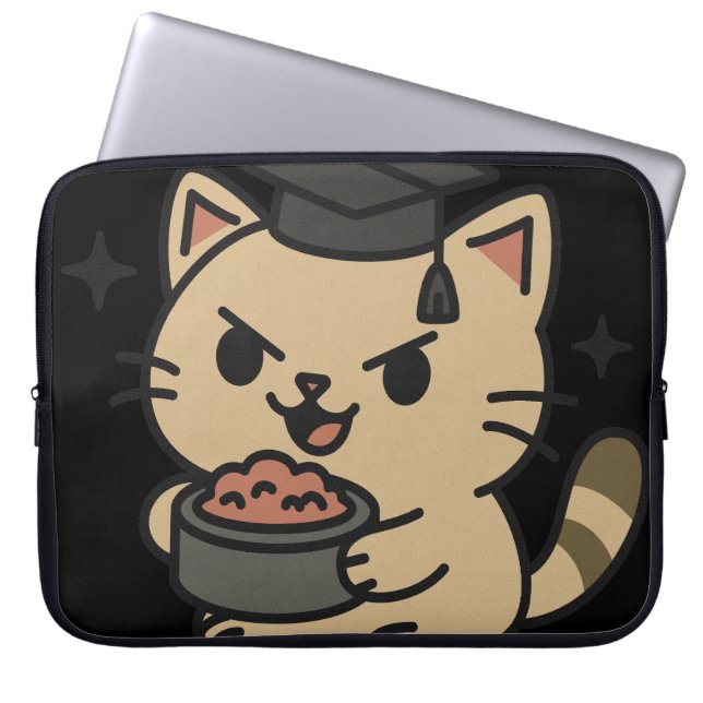 漫画おもしろい学者の猫まぐろ ラップトップスリーブ (正面)