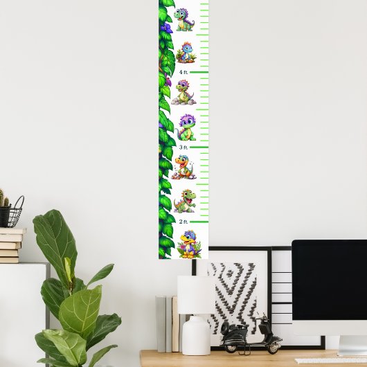 漫画おもしろい恐竜の成長図 ポスター (ホームオフィス)