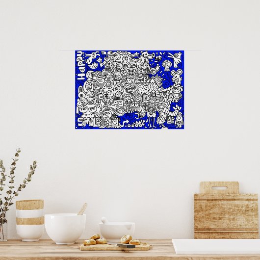 漫画おもしろい文字ファンタジースケッチ ポスター (キッチン)