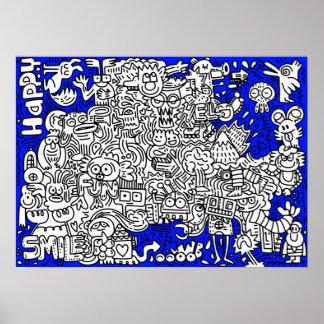 漫画おもしろい文字ファンタジースケッチ ポスター