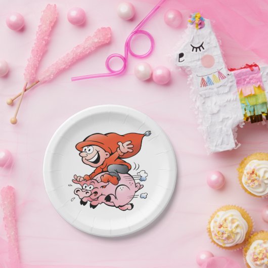 漫画おもしろい格言乗飛んでいるり豚 ペーパープレート (パーティー)