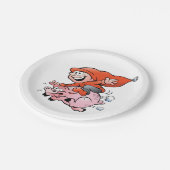 漫画おもしろい格言乗飛んでいるり豚 ペーパープレート (アングル)