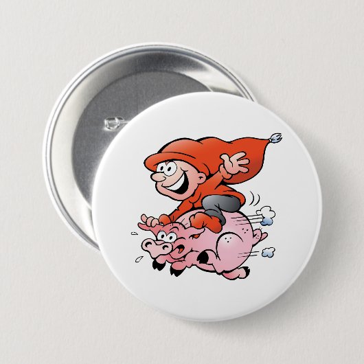 漫画おもしろい格言乗飛んでいるり豚 缶バッジ (正面&裏面)